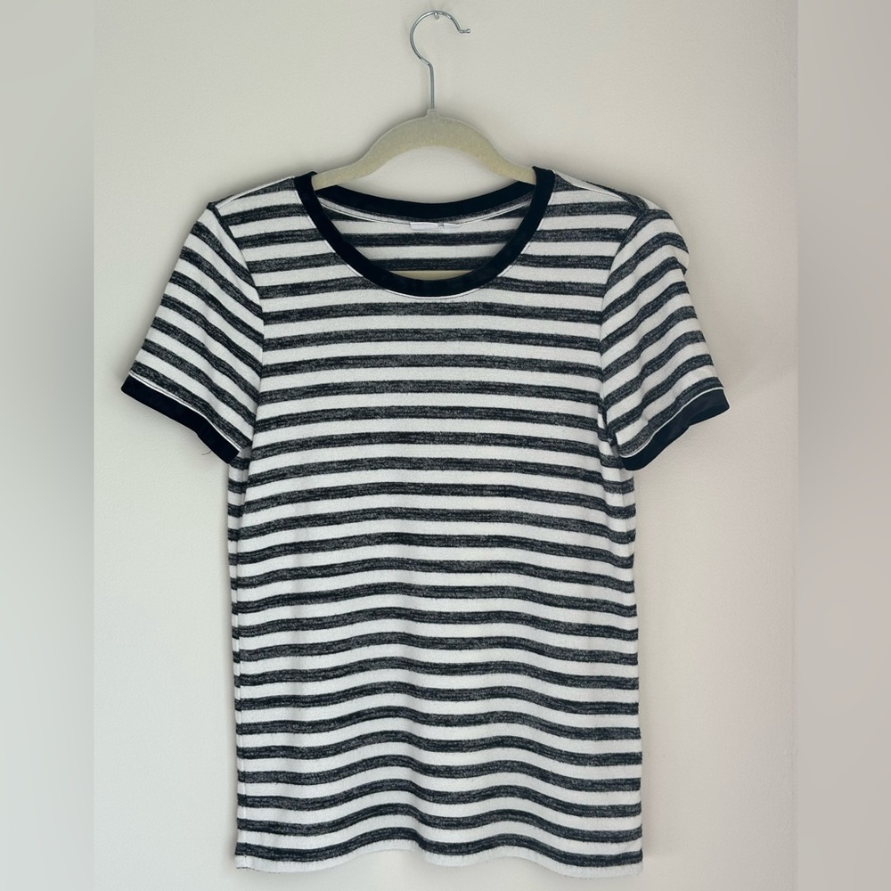 Gap Softspun Velvet Trim Stripe Crewneck T-Shirt